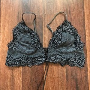 Free People Gray Triangle Floral Bralette
